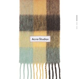 Acne Studios Brown and Yellow Mohair Checked Scarf